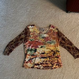 Ladies Medium Caribbean Joe sheer sleeved pullover shirt.